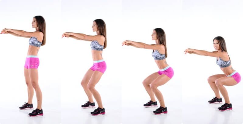 Squats for weight loss and strengthening the muscles of the legs and buttocks